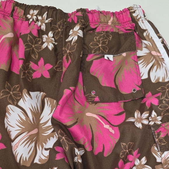 Ingear Swim Trunks Floral Men's Board Shorts Pink Brown Size XXL - Picture 4 of 5
